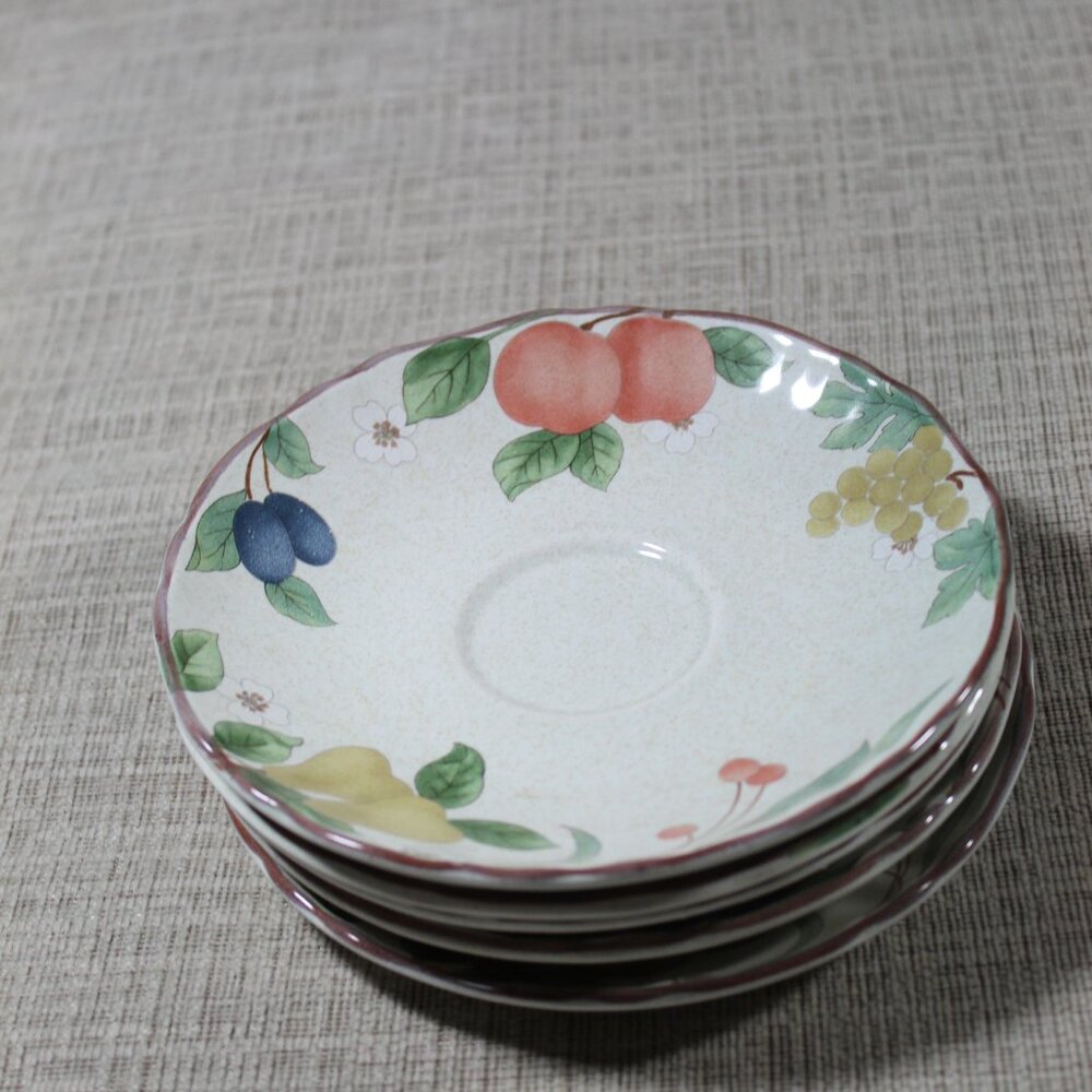 Set of 5 Mikasa Country Classics Fruit Panorama Saucers Pattern DC014